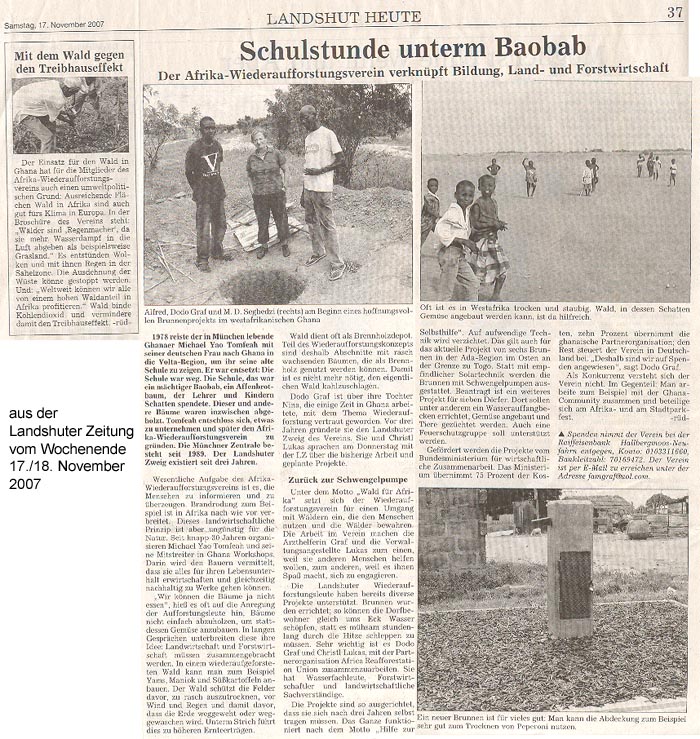 Aus der Landshuter Zeitung vom Wochenende 17/18.November 2007